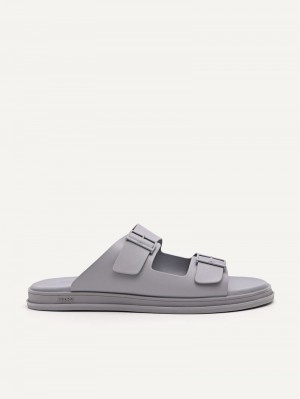 Pedro Monochrome Double Strap Slide Men Sandals Light Grey | Q9Q-1663