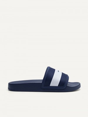 Pedro Nylon Fabric Banded Slides Men Sandals Navy | Q9Q-1649