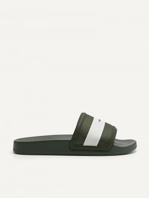 Pedro Nylon Fabric Banded Slides Men Sandals Military Green | Q9Q-1648