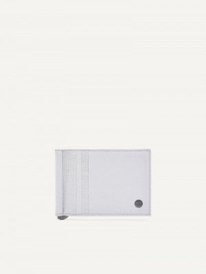Pedro Oliver Leather Bi-Fold with Money Clip Men Card Holders Light Grey | Q9Q-2126