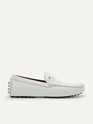 Pedro Oliver Leather Men Moccasins White | Q9Q-2143