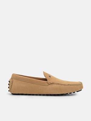 Pedro Oliver Nubuck Men Moccasins Sand | Q9Q-2140