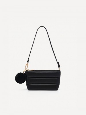 Pedro Padded Pouch with Fur Charm Women Pouches Black | Q9Q-915