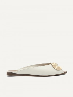 Pedro Peep Toe Slip Ons Women Flats White | Q9Q-1621
