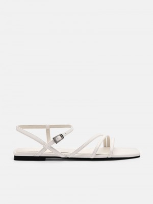 Pedro Peggy Ankle Strap Sandals Women Flats White | Q9Q-1619