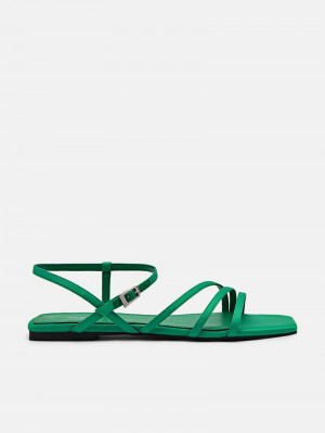 Pedro Peggy Ankle Strap Sandals Women Flats Green | Q9Q-1618
