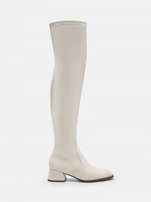 Pedro Poppy Thigh High Boots Women Over-The-Knee Boots Beige | Q9Q-1331