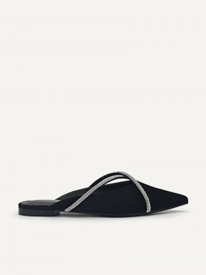 Pedro Rina Strappy Mules Women Flats Black | Q9Q-1592