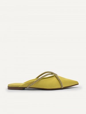 Pedro Rina Strappy Mules Women Flats Yellow | Q9Q-1594