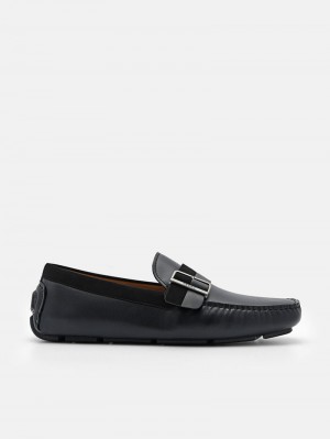 Pedro Ripley Leather Men Moccasins Black | Q9Q-1585