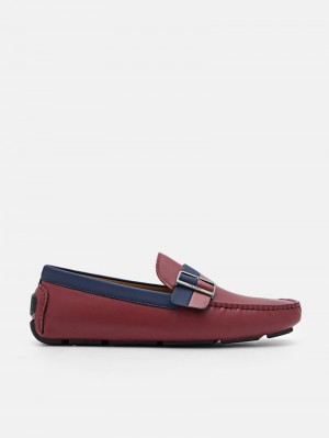 Pedro Ripley Leather Men Moccasins Maroon | Q9Q-1586