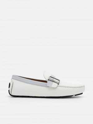 Pedro Ripley Leather Men Moccasins White | Q9Q-1587
