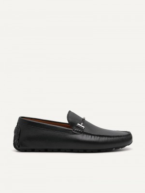 Pedro Robert Leather Men Moccasins Black | Q9Q-1579