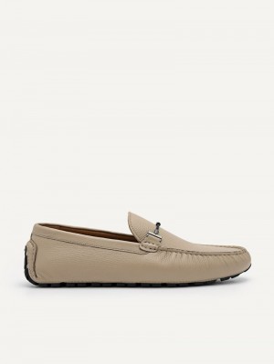 Pedro Robert Leather Men Moccasins Taupe | Q9Q-1582