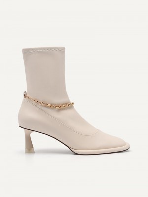 Pedro Sistrah Boots Women Ankle Boots Beige | Q9Q-1328