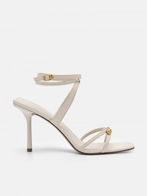 Pedro Sofia Leather Women Heel Sandals Beige | Q9Q-1393