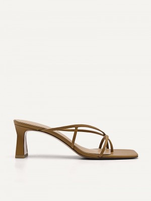 Pedro Strappy Toe Loop Women Heel Sandals Brown | Q9Q-1384