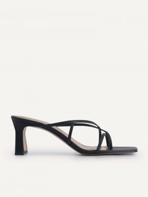 Pedro Strappy Toe Loop Women Heel Sandals Black | Q9Q-1383