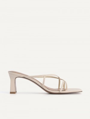 Pedro Strappy Toe Loop Women Heel Sandals Beige | Q9Q-1382