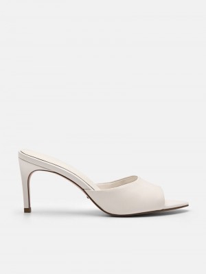 Pedro Studio Ashley Leather Women Heel Sandals Chalk | Q9Q-2077