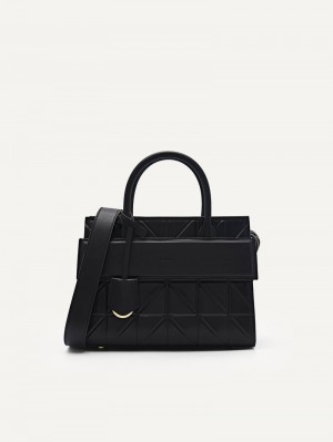 Pedro Studio Bella Leather Handbag in Pixel Bags Women Top Handle Bags Black | Q9Q-2049