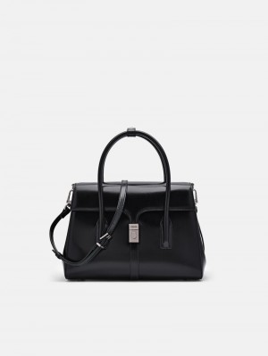 Pedro Studio Farida Leather Handbag Women Top Handle Bags Black | Q9Q-2039