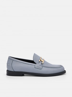 Pedro Studio Jeanne Leather Loafers Women Flats Slate Blue | Q9Q-2098