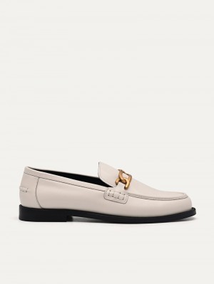 Pedro Studio Jeanne Leather Loafers Women Flats Chalk | Q9Q-2096