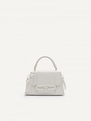 Pedro Studio Kate Leather Handbag Women Top Handle Bags Chalk | Q9Q-2029
