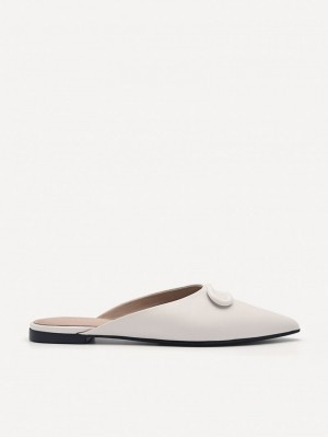 Pedro Studio Kate Leather Mules Women Flats Chalk | Q9Q-2092