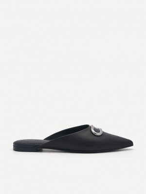 Pedro Studio Kate Leather Mules Women Flats Black | Q9Q-2091