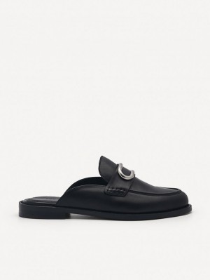 Pedro Studio Kate Leather Mules Women Flats Black | Q9Q-2090