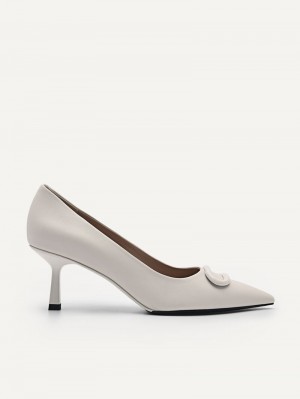 Pedro Studio Kate Leather Women Pumps Chalk | Q9Q-2065