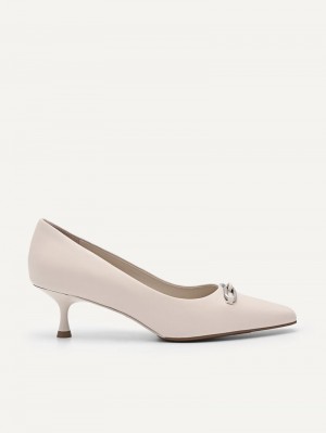 Pedro Studio Kate Leather Women Pumps Cream | Q9Q-2068