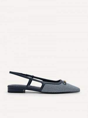 Pedro Studio Kate Woven Ballerina Women Flats Navy | Q9Q-2089