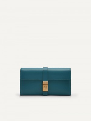 Pedro Studio Leather Bi-Fold Women Wallets Teal | Q9Q-2005