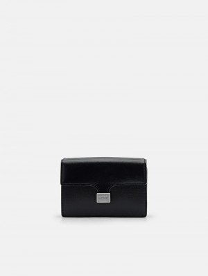 Pedro Studio Leather Tri-Fold Women Wallets Black | Q9Q-1979