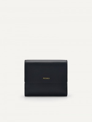 Pedro Studio Leather Tri-Fold Women Wallets Black | Q9Q-1978