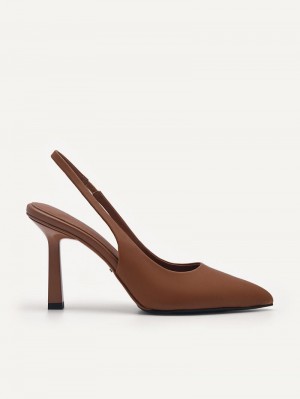 Pedro Studio Liza Leather Slingback Women Pumps Brown | Q9Q-2061