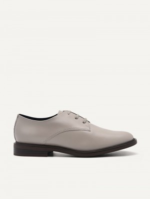 Pedro Studio Lou Leather Derby Shoes Women Flats Grey | Q9Q-2086