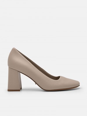 Pedro Studio Marie Leather Women Pumps Taupe | Q9Q-2058