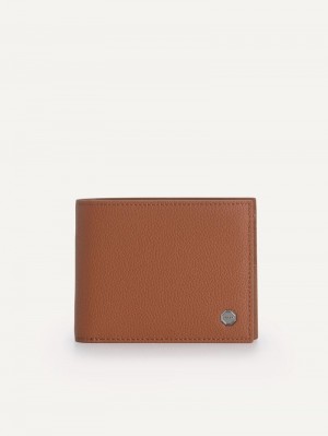 Pedro Textured Leather Bi-Fold with Insert Men Wallets Cognac | Q9Q-902