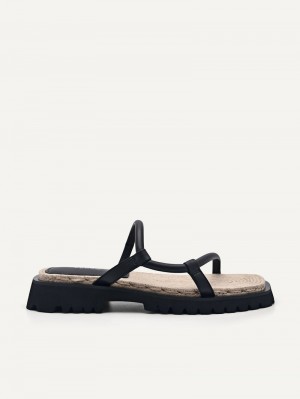 Pedro Woven Sandals Women Flats Black | Q9Q-1509
