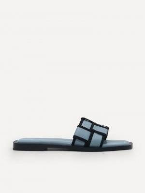 Pedro Woven Sandals Women Flats Blue | Q9Q-1511