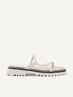 Pedro Woven Sandals Women Flats White | Q9Q-1510