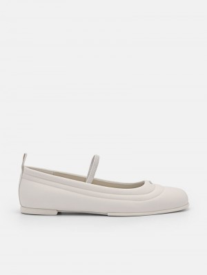 Pedro Yara Leather Mary Janes Women Flats Beige | Q9Q-1506