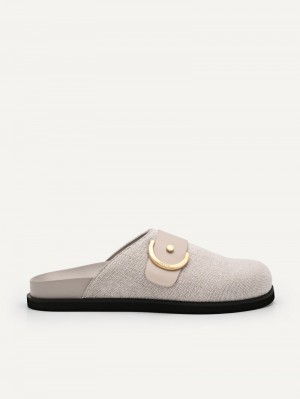 Pedro Yasmin Fabric Mules Women Flats Taupe | Q9Q-1962