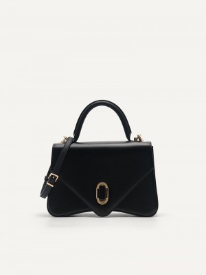 Pedro Zenith Leather Handbag Women Top Handle Bags Black | Q9Q-1033