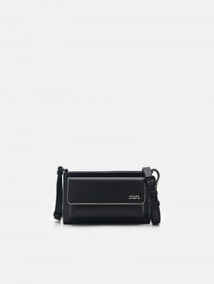 Pedro reRecycled Leather Mini Bags Men Sling Bags Black | Q9Q-1090