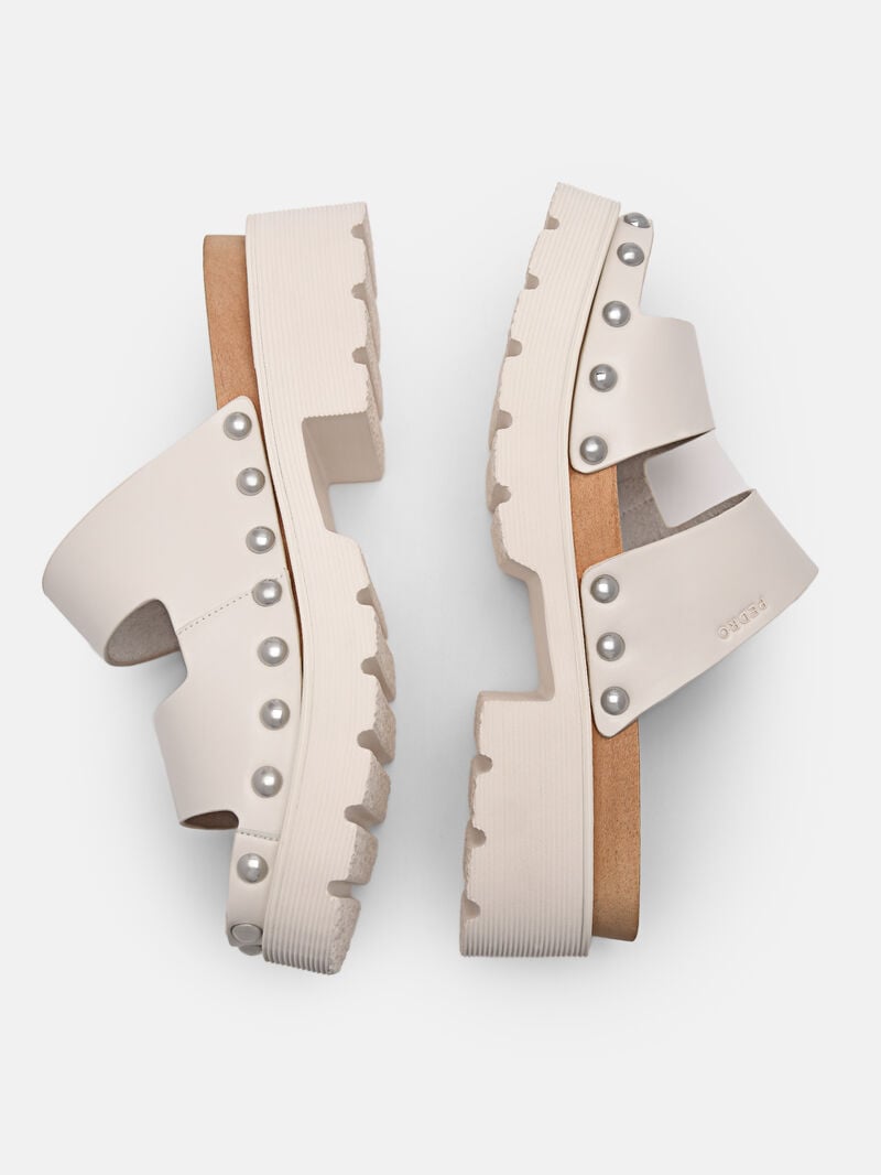 Pedro Alia Studded Sandals Women Clogs Chalk | Q9Q-1948